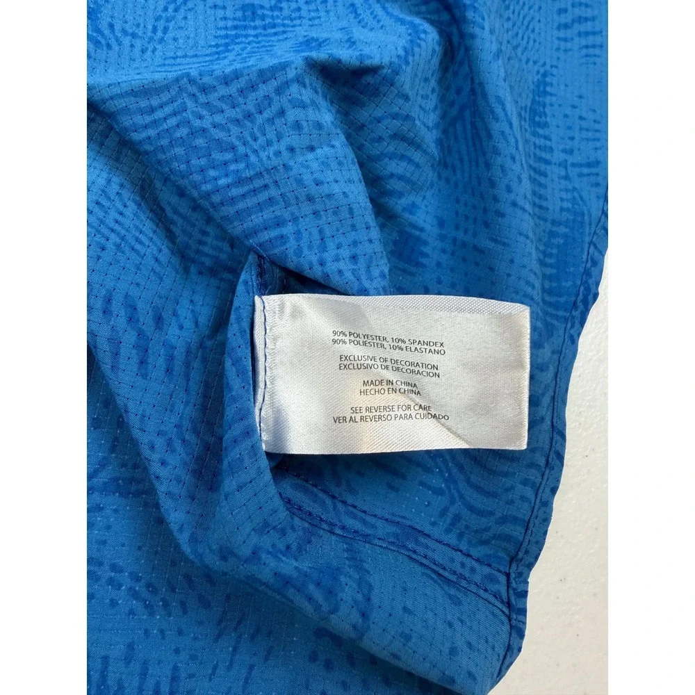 Eddie Bauer Mens Blue Perforated Short Sleeve Button Up Shirt Pocket Small NWT